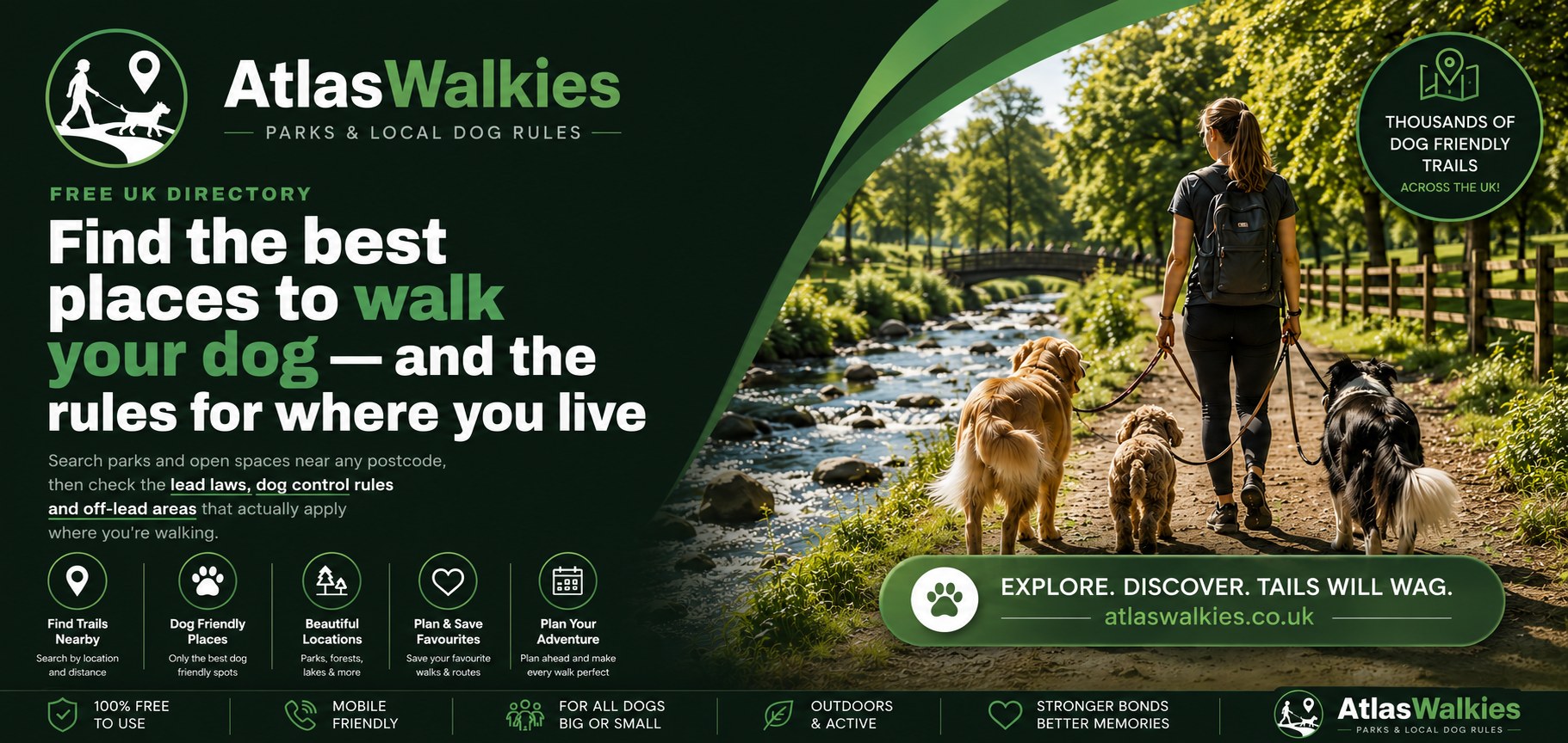 AtlasWalkies — find the best places to walk your dog and the local rules that apply, across the UK